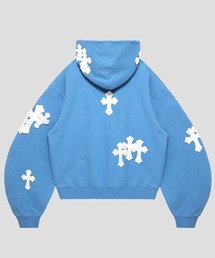 最終値引き⭐︎アトリエgg 青と白のストライプ パーカー A'GEM/9 × .kom 『Paragraph/パラグラフ』 WHITE CROSS ZIP