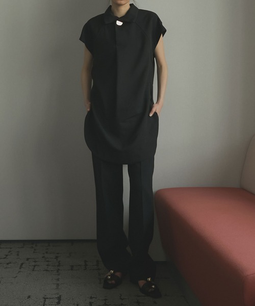 HARUNOBUMURATA ダークグレー 長袖シャツ HARUNOBUMURATA/ハルノブムラタ】KIRSTIN/CUPRA SATIN ASYMMETRY