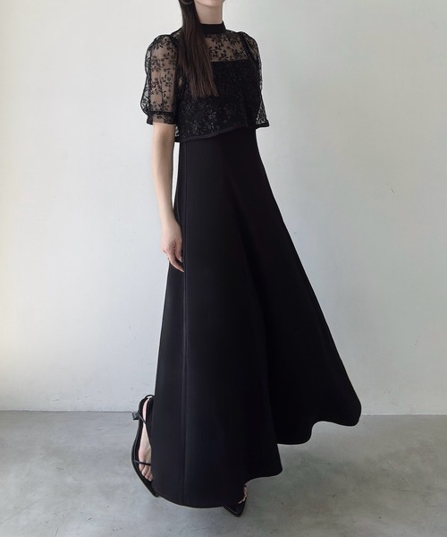 ジュールホルターネックバックリボンフレアワンピース shopnikoniko ワンピース キャミワンピース ロング フレア