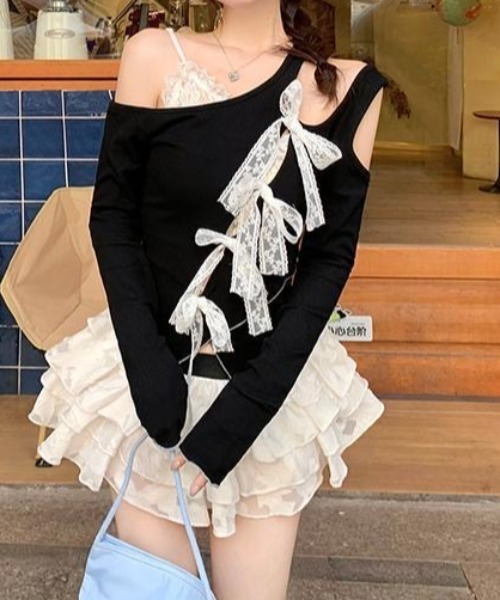 Achic(アシック)の「レースリボンアシメオープンショルダートップス(Tシャツ/カットソー・レディース・ブラック・M)」の20枚目の写真
