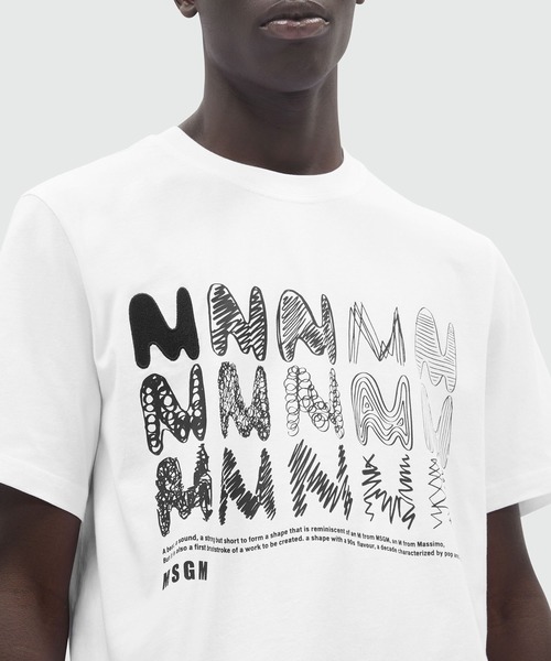MSGM（エムエスジーエム）の「「TheMwave」グラフィックTシャツ（Tシャツ/カットソー・メンズ・ホワイト/ブラック・S/M/L/XL/XS）」の6枚目の写真
