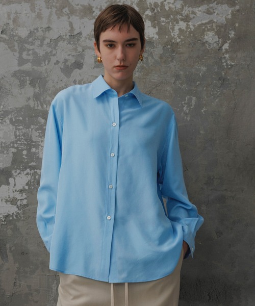 ADAM ET ROPE'（アダムエロペ）の「【EMOELLE】サンドシルクシャツ（シャツ/ブラウス・レディース・サックスブルー/ベージュ系その他・FREE）」の2枚目の写真