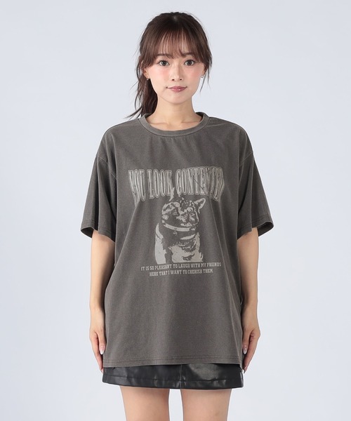 CECIL McBEE（セシルマクビー）の「CATプリントTシャツ（Tシャツ/カットソー・レディース・グレー/ブラック/チャコールグレー・LARGE/MEDIUM）」の10枚目の写真