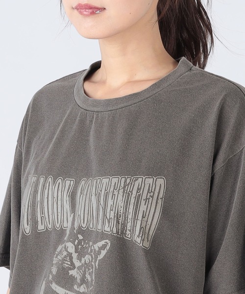 CECIL McBEE（セシルマクビー）の「CATプリントTシャツ（Tシャツ/カットソー・レディース・グレー/ブラック/チャコールグレー・LARGE/MEDIUM）」の7枚目の写真