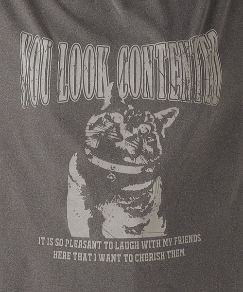 CECIL McBEE（セシルマクビー）の「CATプリントTシャツ（Tシャツ/カットソー・レディース・グレー/ブラック/チャコールグレー・LARGE/MEDIUM）」の5枚目の写真