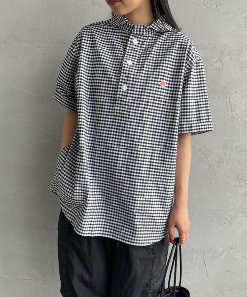 DANTON（ダントン）の「[DANTON/ダントン] ラウンドカラー プルオーバー ショートスリーブシャツ(ギンガム, ストライプ)（シャツ/ブラウス・レディース・ネイビー/サックスブルー/ブラック・38/40/42）」の10枚目の写真