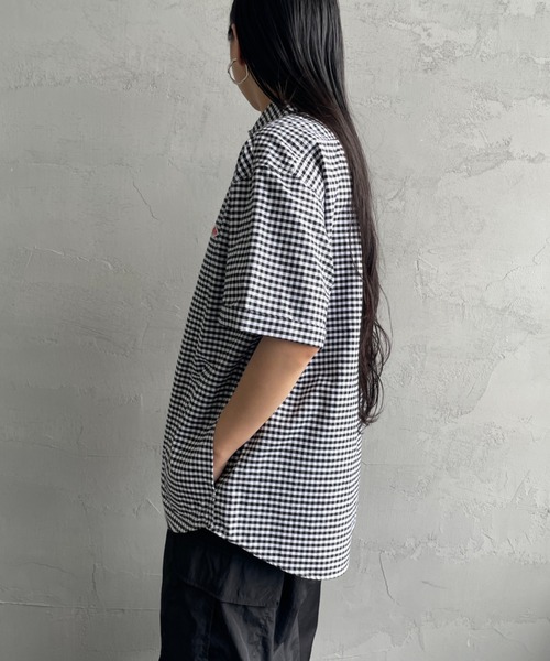 DANTON（ダントン）の「[DANTON/ダントン] ラウンドカラー プルオーバー ショートスリーブシャツ(ギンガム, ストライプ)（シャツ/ブラウス・レディース・ネイビー/サックスブルー/ブラック・38/40/42）」の11枚目の写真