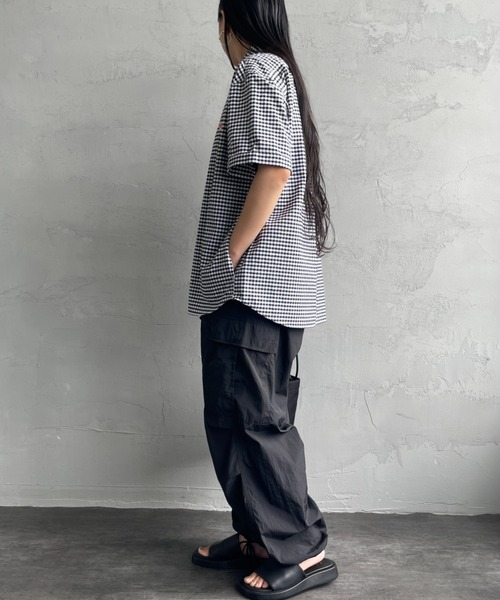 DANTON（ダントン）の「[DANTON/ダントン] ラウンドカラー プルオーバー ショートスリーブシャツ(ギンガム, ストライプ)（シャツ/ブラウス・レディース・ネイビー/サックスブルー/ブラック・38/40/42）」の14枚目の写真