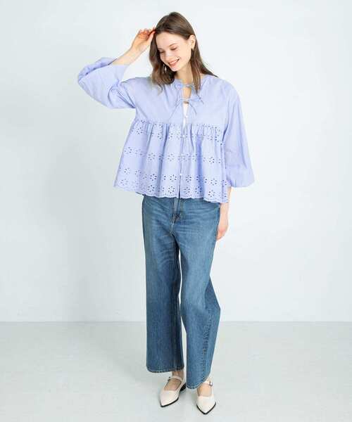 Sonny Label コットンシフリーペプラムガウンブラウス　ブルー　yori Sonny Label｜コットンシフリーペプラムガウンブラウス