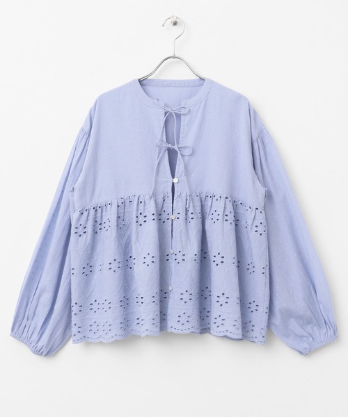 Sonny Label コットンシフリーペプラムガウンブラウス　ブルー　yori Sonny Label｜コットンシフリーペプラムガウンブラウス