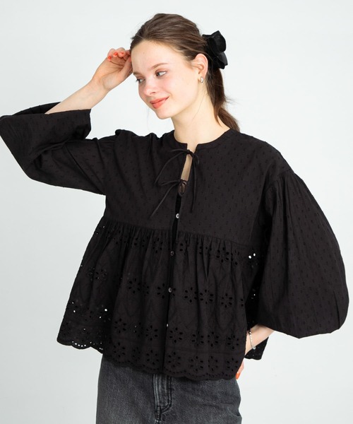 Sonny Label コットンシフリーペプラムガウンブラウス　ブルー　yori Sonny Label｜コットンシフリーペプラムガウンブラウス