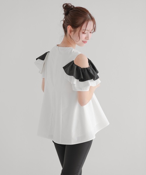 Fit more(フィットモア)の「オープンショルダーフリルトップス(Tシャツ/カットソー・レディース・ホワイト/ブルー系その他/ベビーピンク・FREE)」の19枚目の写真