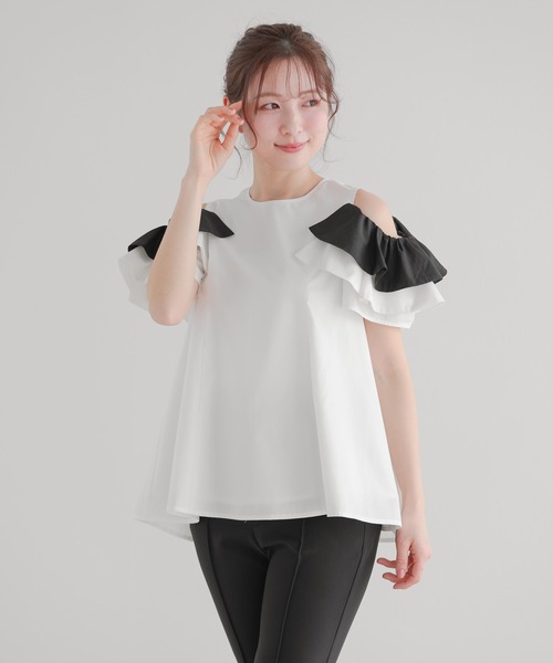 Fit more(フィットモア)の「オープンショルダーフリルトップス(Tシャツ/カットソー・レディース・ホワイト/ブルー系その他/ベビーピンク・FREE)」の20枚目の写真