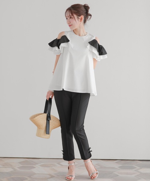 Fit more(フィットモア)の「オープンショルダーフリルトップス(Tシャツ/カットソー・レディース・ホワイト/ブルー系その他/ベビーピンク・FREE)」の21枚目の写真