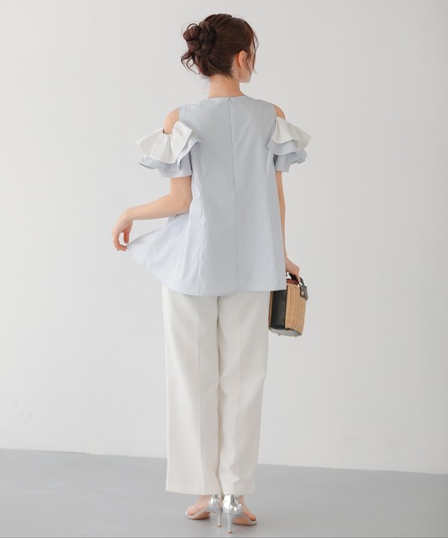 Fit more(フィットモア)の「オープンショルダーフリルトップス(Tシャツ/カットソー・レディース・ホワイト/ブルー系その他/ベビーピンク・FREE)」の15枚目の写真