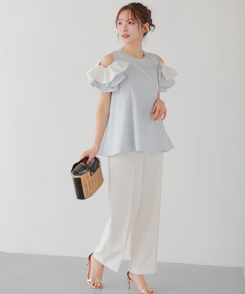 Fit more(フィットモア)の「オープンショルダーフリルトップス(Tシャツ/カットソー・レディース・ホワイト/ブルー系その他/ベビーピンク・FREE)」の17枚目の写真