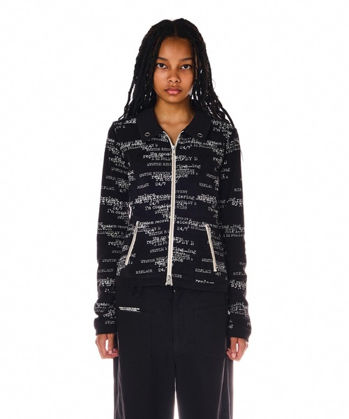 BEEDEN（ビーデン）の「PILE PRINT ZIP UP TOPS（Tシャツ/カットソー・レディース・ブラック/ホワイト・FREE）」の2枚目の写真