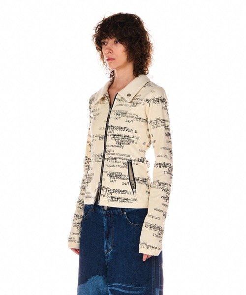 BEEDEN（ビーデン）の「PILE PRINT ZIP UP TOPS（Tシャツ/カットソー・レディース・ブラック/ホワイト・FREE）」の3枚目の写真