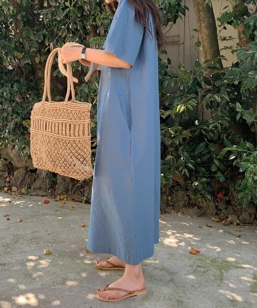 FAVORITO(ファヴォリート)の「リラック&スポケット(ロングとショートの2タイプのワンピース)(シャツワンピース・レディース・パープル/ベージュ/ブラック/ブルー・SMALL/LARGE)」の22枚目の写真