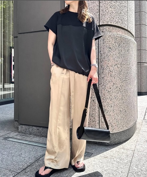 tシャツ ライトダンボールサテンドッキングショートスリーブプルオーバー レディース ライトダンボールサテンドッキングショートスリーブプルオーバー