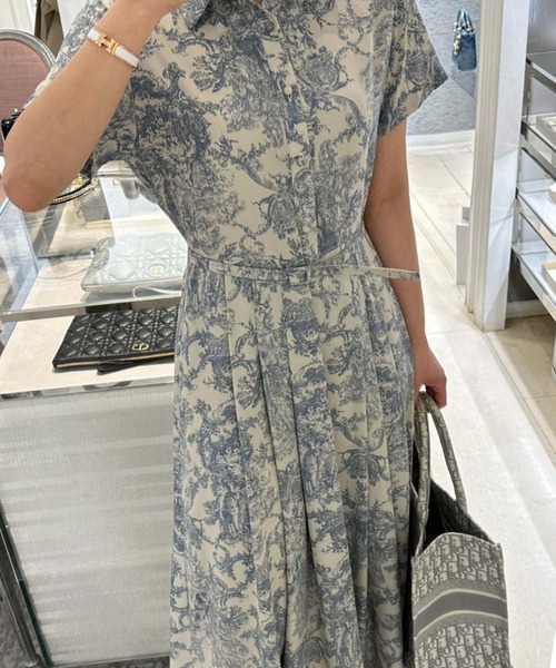 【華やか☆】DIOR ベルト付き シャツドレス DIOR | ベルト付き ミディ シャツドレス Plan de Paris コットン