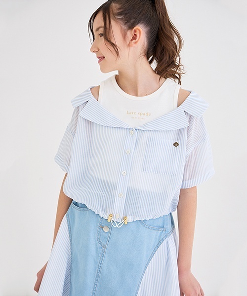 kate spade new york kids(ケイトスペードニューヨーク)の「ガールズ ストライプ切り替えデニムスカート(スカート・キッズ・サックスブルー・140cm/150cm/160cm)」の11枚目の写真