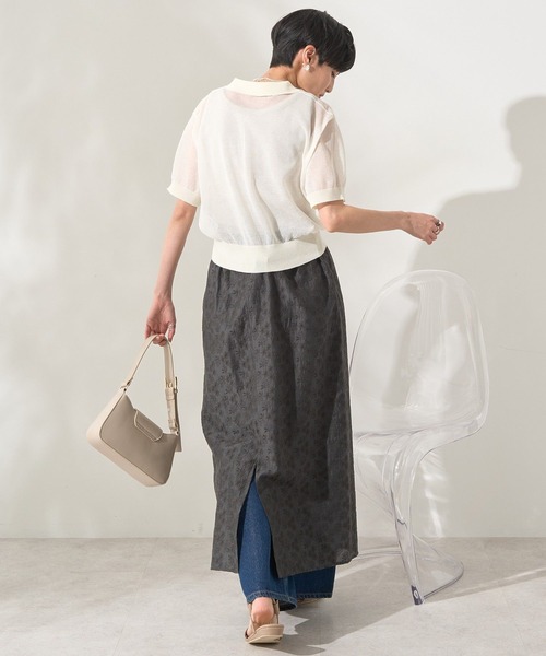 AMERICAN HOLIC（アメリカンホリック）の「ウォッシャブル シアーニット半袖ポロシャツ（ポロシャツ・レディース・アイボリー/ブラック/その他6・M/L）」の7枚目の写真