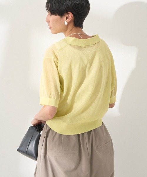 AMERICAN HOLIC（アメリカンホリック）の「ウォッシャブル シアーニット半袖ポロシャツ（ポロシャツ・レディース・アイボリー/ブラック/その他6・M/L）」の9枚目の写真