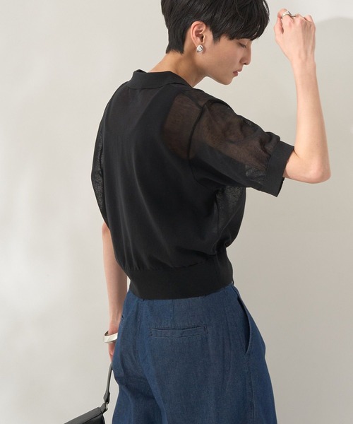 AMERICAN HOLIC（アメリカンホリック）の「ウォッシャブル シアーニット半袖ポロシャツ（ポロシャツ・レディース・アイボリー/ブラック/その他6・M/L）」の15枚目の写真