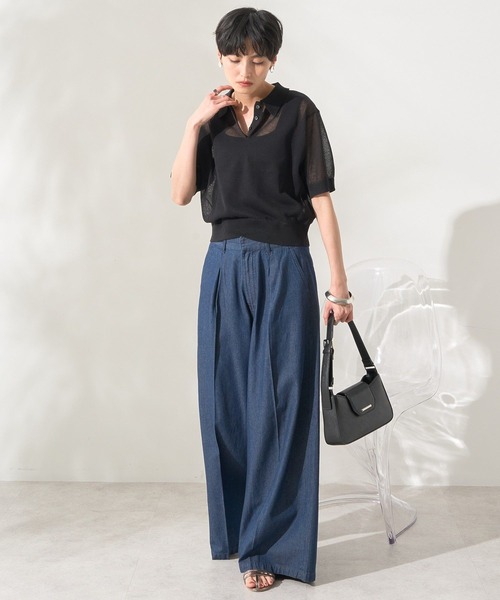 AMERICAN HOLIC（アメリカンホリック）の「ウォッシャブル シアーニット半袖ポロシャツ（ポロシャツ・レディース・アイボリー/ブラック/その他6・M/L）」の17枚目の写真