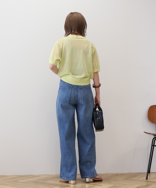 GUCCI 半袖ポロニット セール】【forksy.】メッシュ編み 半袖ポロニット（ポロシャツ