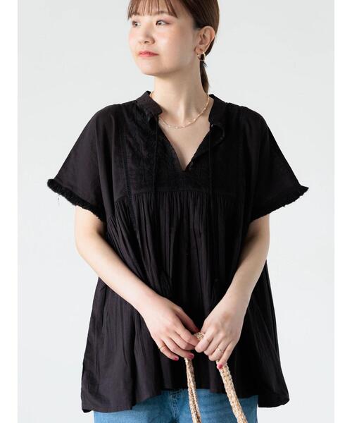 ブラウス シャツ キャンブリックバックギャザー刺繍ブラウス「手洗い可能」 レディース キャンブリックバックギャザー刺繍ブラウス≪手洗い可能