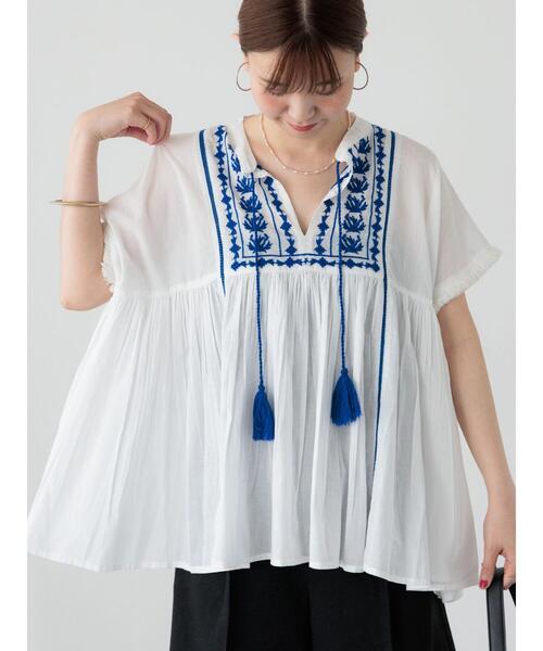 フォークメイド folkmade アフガンブラウス Lサイズ Arukan ミニ財布 L字ファスナー メッシュ 編み込み F kasane