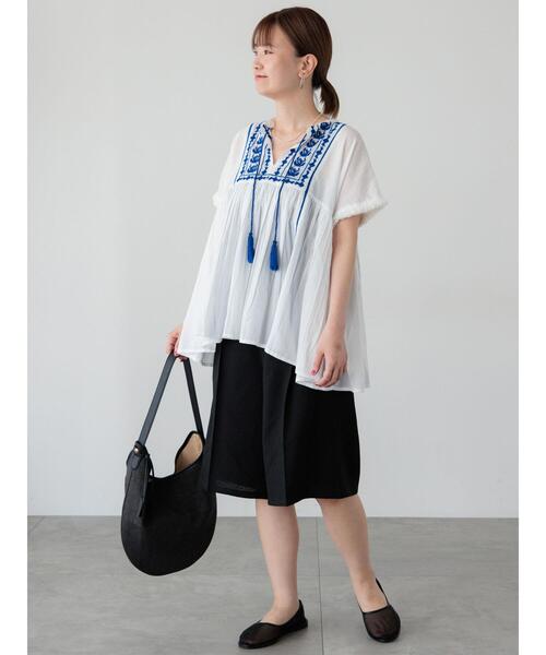 セール】【INDIA made】タッセル付き刺繍ブラウス（シャツ