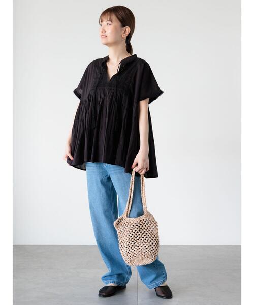 セール】【INDIA made】タッセル付き刺繍ブラウス（シャツ