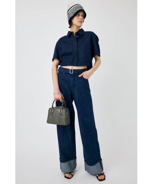 MOUSSY(マウジー)の「【セットアップ対応】DENIM CROP シャツ(シャツ/ブラウス・レディース・ブルー/ワンウォッシュ・FREE)」の14枚目の写真