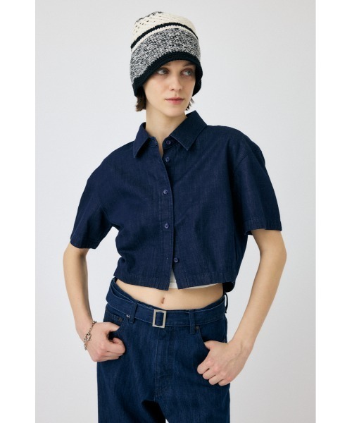 MOUSSY(マウジー)の「【セットアップ対応】DENIM CROP シャツ(シャツ/ブラウス・レディース・ブルー/ワンウォッシュ・FREE)」の12枚目の写真