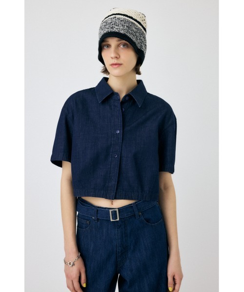 MOUSSY(マウジー)の「【セットアップ対応】DENIM CROP シャツ(シャツ/ブラウス・レディース・ブルー/ワンウォッシュ・FREE)」の11枚目の写真