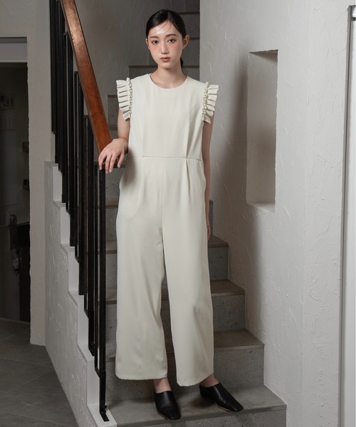 I_am（アイアム）の「pleats combinaison / プリーツコンビネゾン（つなぎ/オールインワン・レディース・アイボリー/ブラック・SMALL/MEDIUM）」の4枚目の写真