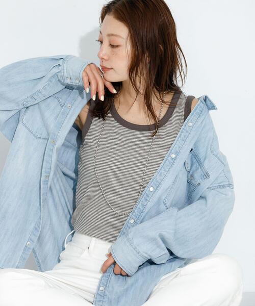 URBAN RESEARCH Sonny Label（アーバンリサーチサニーレーベル）の「フライス/ジャガードタンクトップ（タンクトップ・レディース・ブラック系その他/オフホワイト/グレー系その他/ブラック/イエロー系その他・FREE）」の4枚目の写真