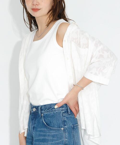 URBAN RESEARCH Sonny Label（アーバンリサーチサニーレーベル）の「フライス/ジャガードタンクトップ（タンクトップ・レディース・ブラック系その他/オフホワイト/グレー系その他/ブラック/イエロー系その他・FREE）」の2枚目の写真