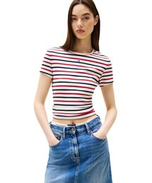 スリムエッセンシャルリブショートスリーブTシャツ