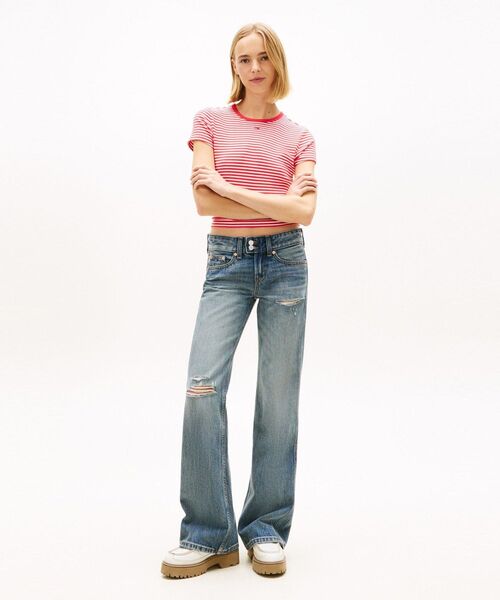 tommy jeans(トミー ジーンズ)の「スリムエッセンシャルリブショートスリーブTシャツ(Tシャツ/カットソー・レディース・マルチ/ブラック/レッド・MEDIUM/SMALL/LARGE/X-SMALL)」の10枚目の写真
