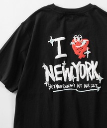 【82】ハートワンポイント刺繍 発泡プリントTシャツ/バックプリント/メンズ/レディース
