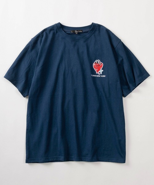 セール】【82】ハートワンポイント刺繍 発泡プリントTシャツ
