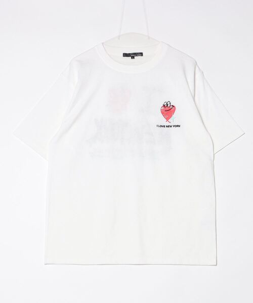 make a ray!(メイク ア レイ!)の「【82】ハートワンポイント刺繍 発泡プリントTシャツ/バックプリント/メンズ/レディース(Tシャツ/カットソー・レディース・ブラック/ネイビー/ホワイト・M/L)」の6枚目の写真