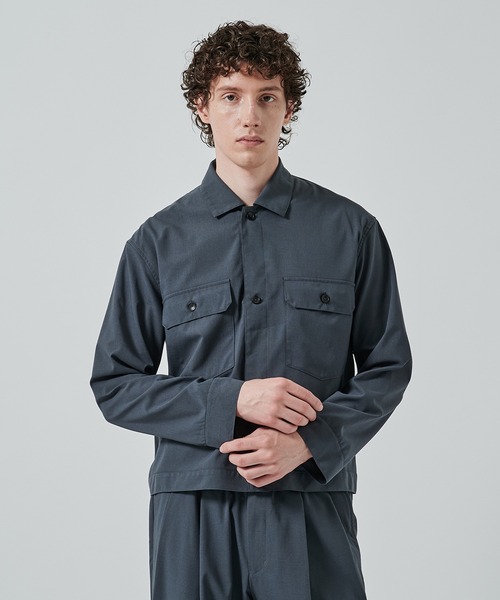 markaware(マーカウェア)の「別注 W POCKET SHIRT JACKET(ブルゾン・メンズ・ダークグレー/ブラック・1/2)」の2枚目の写真