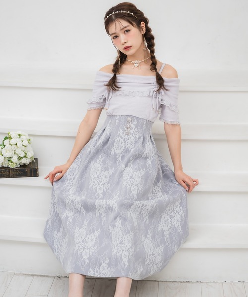 couture BY ROJITA(クチュールバイロジータ)の「オフショルドッキングワンピース(ワンピース・レディース・パープル/ホワイト/ブラック・FREE)」の22枚目の写真