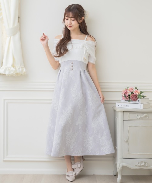 couture BY ROJITA(クチュールバイロジータ)の「オフショルドッキングワンピース(ワンピース・レディース・パープル/ホワイト/ブラック・FREE)」の16枚目の写真