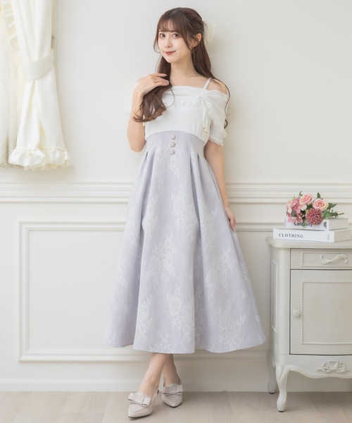 couture BY ROJITA(クチュールバイロジータ)の「オフショルドッキングワンピース(ワンピース・レディース・パープル/ホワイト/ブラック・FREE)」の18枚目の写真